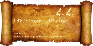 Lézinger Lőrinc névjegykártya